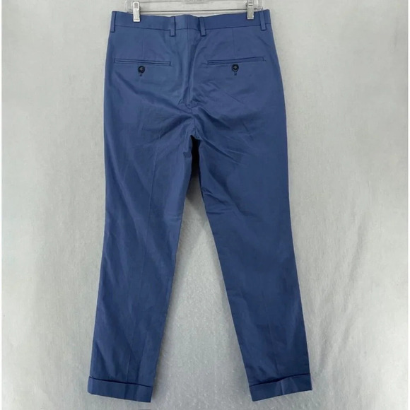 H&M Pants Mens Sz 32R Blue Slim Fit Straight Leg High-Rise Rolled Ankle Pocket - Picture 2 of 12